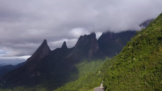 Wonderful landscape, exotic mountains. Mountain of the Finger of God, the city of Teresopolis, State of Rio de Janeiro, Brazil.