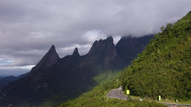 Wonderful landscape, exotic mountains. Mountain of the Finger of God, the city of Teresopolis, State of Rio de Janeiro, Brazil.