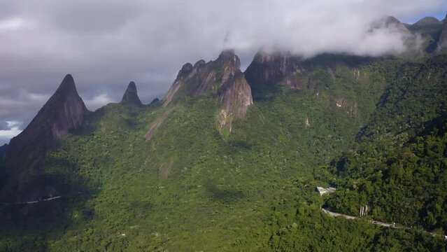 Wonderful landscape, exotic mountains. Mountain of the Finger of God, the city of Teresopolis, State of Rio de Janeiro, Brazil.