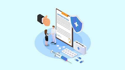 Young woman giving appreciation to a doctor