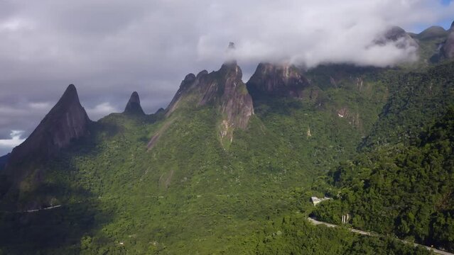 Wonderful landscape, exotic mountains. Mountain of the Finger of God, the city of Teresopolis, State of Rio de Janeiro, Brazil.