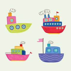 four cute boats icons