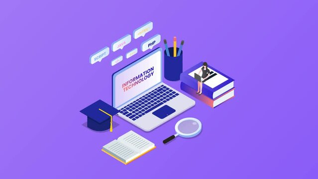 Female college student studying coding lesson