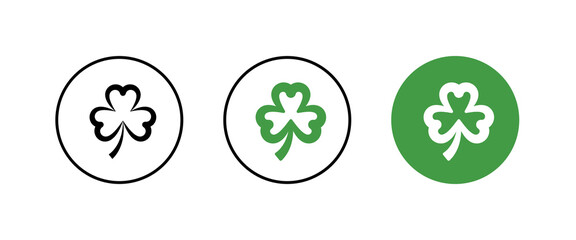 shamrock icon. Trefoil. The white clover leaf is the symbol of Ireland. Colored vector illustration. Isolated background. Three sheets. Saint Patrick Day. Green plant