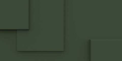 Abstract 3d architectural green painted wall with cubes for branding and product presentation