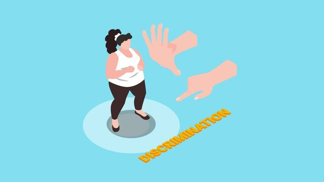Terrified fat woman discriminated by people