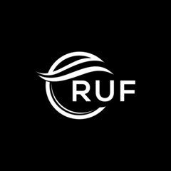 RUF letter logo design on black background. RUF  creative initials letter logo concept. RUF letter design.