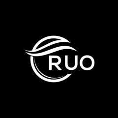 RUO letter logo design on black background. RUO  creative initials letter logo concept. RUO letter design.