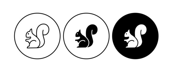 Squirrel icon editable stroke line . Template design. Cute animal silhouette, vector design element. Vector set. Nature concept.