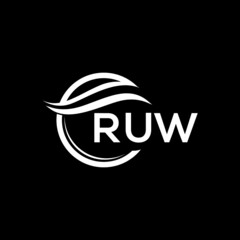 RUW letter logo design on black background. RUW  creative initials letter logo concept. RUW letter design.