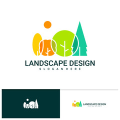 Landscape Tree logo vector template, Creative Tree logo design concepts