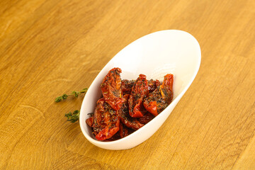 Sun-dried natural Italian tomato in the bowl