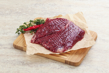 Raw beef machete steak for grill
