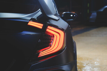 black car tail lights