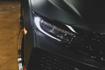 black car headlights