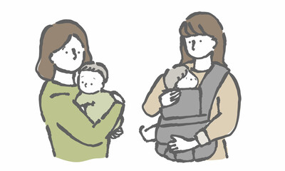 親子　子育て　ママ友　イラスト　女性