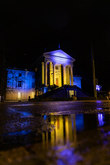 City Theatre winterthur, old building colored with light, peace and freedom