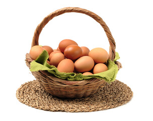 brown eggs on white background 