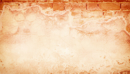 block brick wall and antique cracked floor texture background with copy space