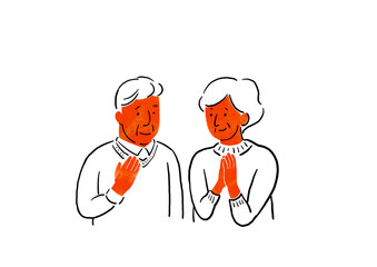 談笑するシニアの男女