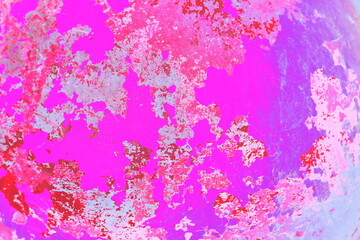 Multilayer peeling paint on a round concrete structure, background in pastel colors.