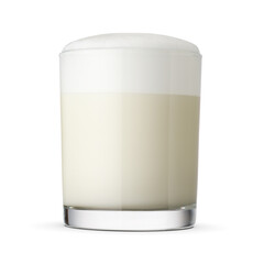 Glass with vanilla milkshake isolated on white.
