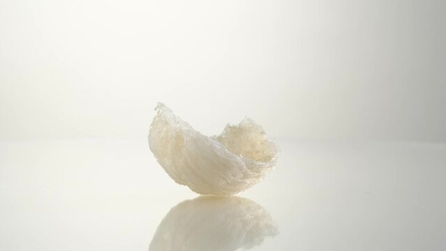 Close view of spinned edible bird nest in white background 