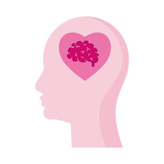profile with heart brain