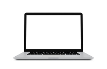 Fototapeta premium Laptop with blank screen isolated on white background, 3d rendering