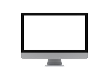 Computer with blank screen isolated on white background, 3d rendering