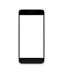 Smartphone with blank screen isolated on white background, 3d rendering