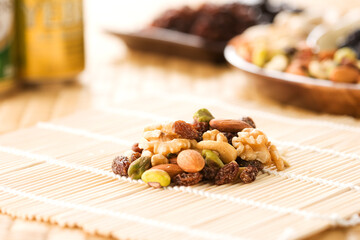 A mix of dried fruits and nuts