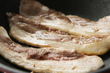 grilled pork belly BBQ , korean cuisine. samgyeopsal 