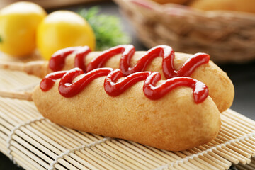 Korean street food Corn Dog Hotdog.