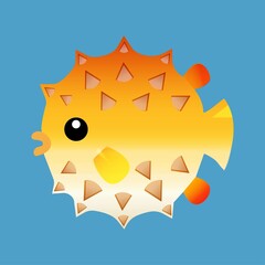 Blowfish icon vector cartoon illustration