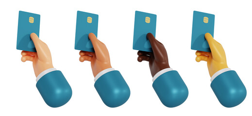 3d hands hold credit card collection