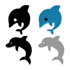 Dolphin icon emoji isolated vector illustration on white background