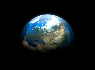 Earth planet in the outer space collage. Abstract wallpaper. Blue marble. Our home. 3d render