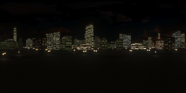night city panorama middle view