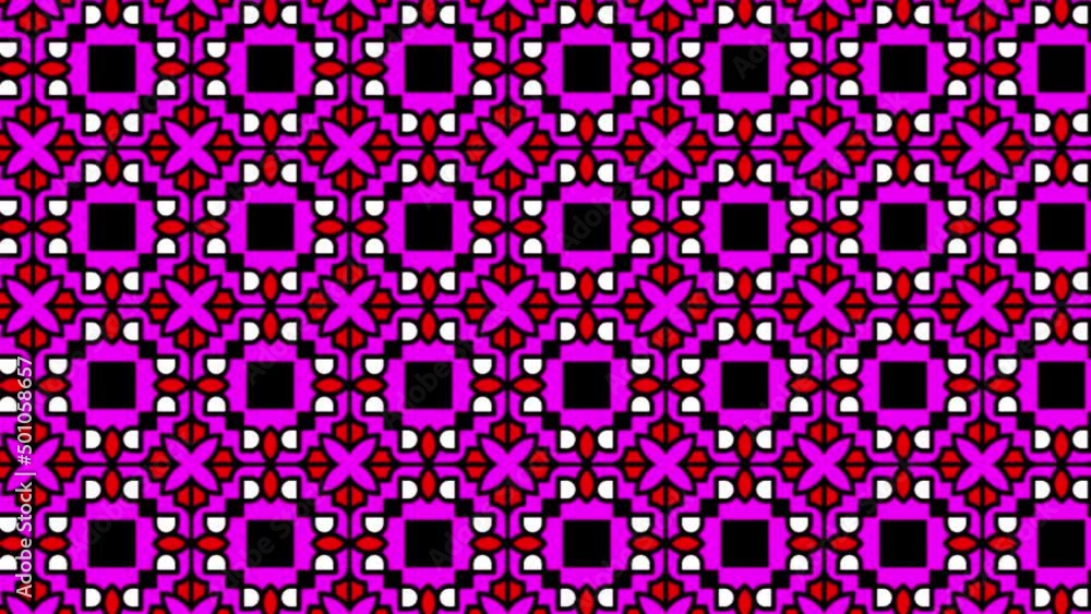Poster looping background full screen animation of opaque blocks moving horizontally across a pink and oran