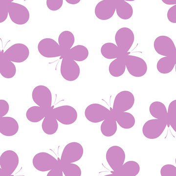 Vector seamless patter with violet butterflies