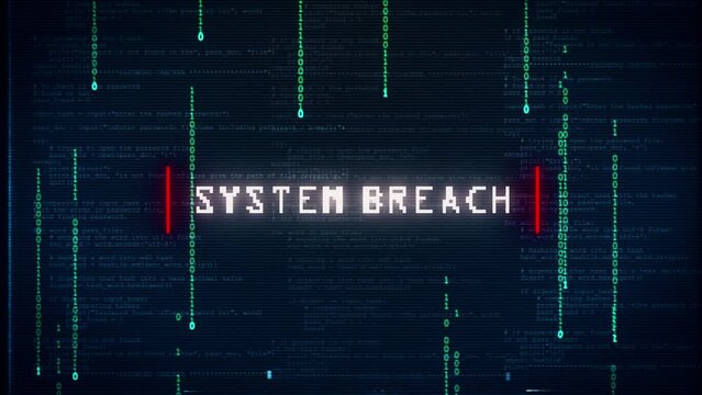 System breach hacking glitch and noise effects with computer program background