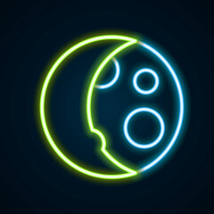 Glowing neon line Moon phases icon isolated on black background. Colorful outline concept. Vector