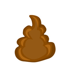 Cartoon poo, template icon. Kawaii poop isolated on white background. Shit pattern, evil turd. Vector illustration for invitation, poster, card, fabric, textile. Doodle style.