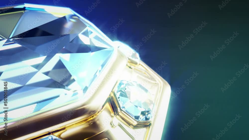 Aufkleber shining diamond gem with gold setting rotate, fictional - loop video