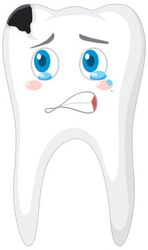 Tooth decay on white background