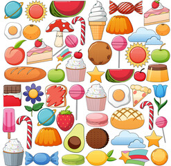 Set of vintage style cartoon on white background