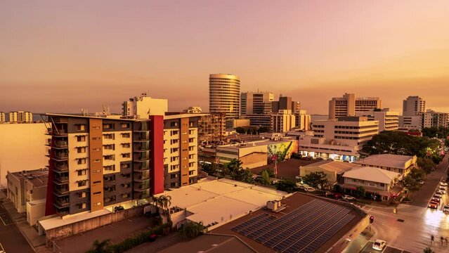 Holy grail timelapse of the Darwin CBD at sunset.