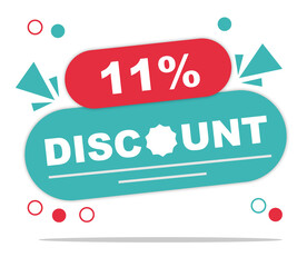 Offer 11 percent discount label isolated on white background. Special promo off price reduction badge vector illustration