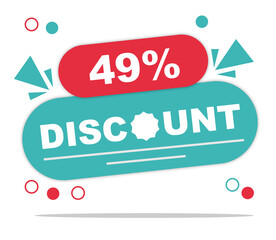 Offer 49 percent discount label isolated on white background. Special promo off price reduction badge vector illustration